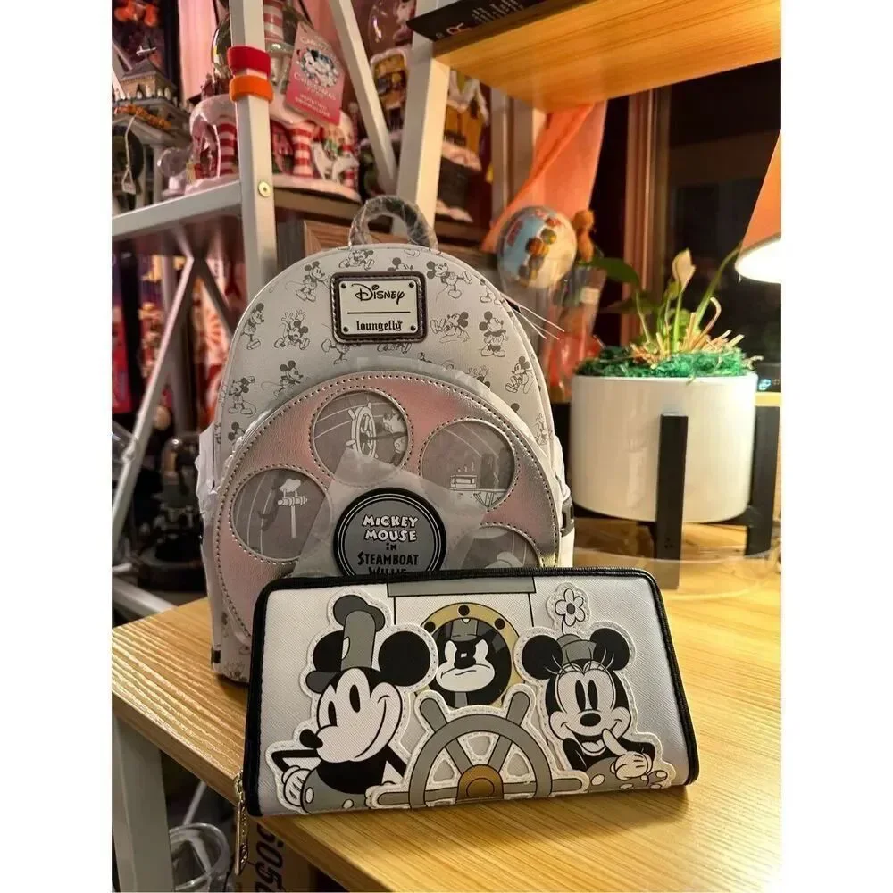 Disney Mickey Mouse Steamboat Willie Loungefly Mini Backpack + Wallet Disney100